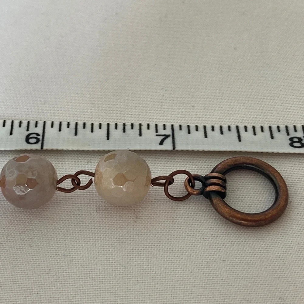 𝅺COPPER Toggle Bracelet Peach Aventurine Beads